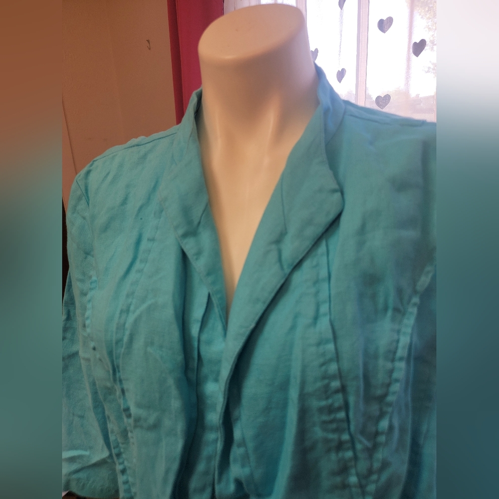 #43 Chico's Blue Button-Down Shirt Size 3 (16) - Picture 3 of 5